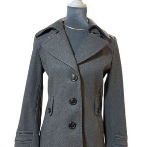 Giacca Gallery Co. Charcoal Gray Double-Breasted Wool Peacoat Size SP